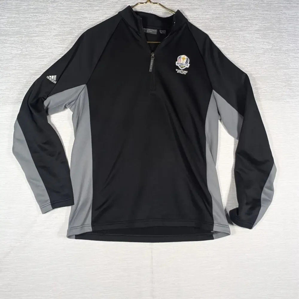 Adidas Whistling Straights 1/4 Zip Pullover Mens Medium Black Ryder Cup